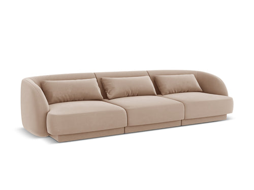 Cosmopolitan Design Bank Tulum 3-zits, flueel, beige - 90x255x70cm