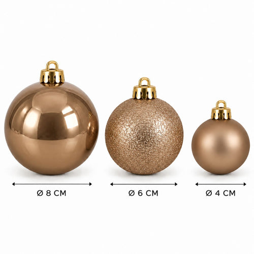 Mica Decorations Bal Onbreekbaar Lichtbruin 46 Stuks - Kerstballen Set van Gerecycled Polystyreen - Onbreekbare Kerstballen voor Kerstboom - Diameter