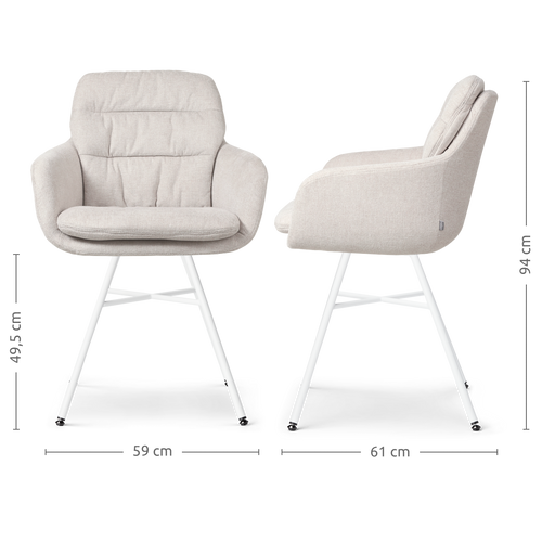 Nolon Noa-Mia Eetkamerstoel Beige - met Armleuning - Wit
