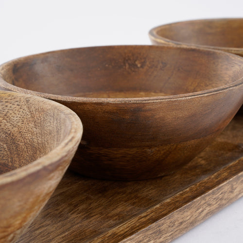 Mica Decorations Tomar Schaaltjes en Dienblad - 200 ml - 100% FSC Mangohout - Donkerbruin - vtwonen shop