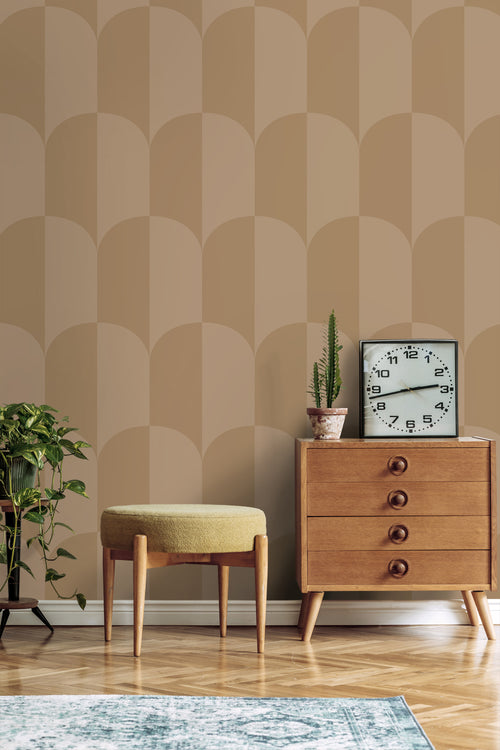 ESTAhome behang art deco bogen donker beige - 50 x 900 cm - 131236 - vtwonen shop