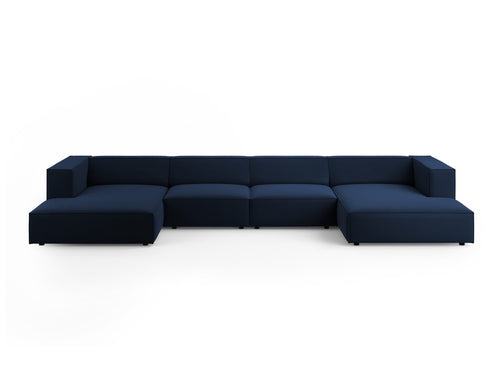 Cosmopolitan Design Panoramische bank Arendal 6-zits, flueel, koningsblauw - 166x364x70cm