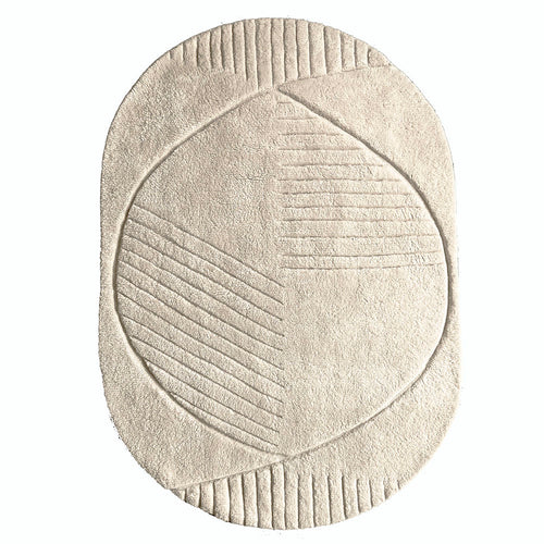 Malagoon vloerkleed Oval funky - creme wit - 157x238cm 100% wol