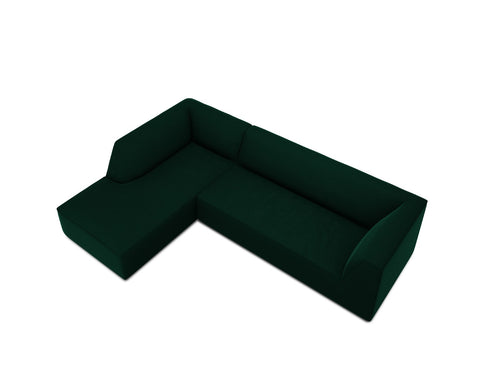 Micadoni linker hoekbank Ruby 4-zits, flueel, flessengroen - 180x273x69cm