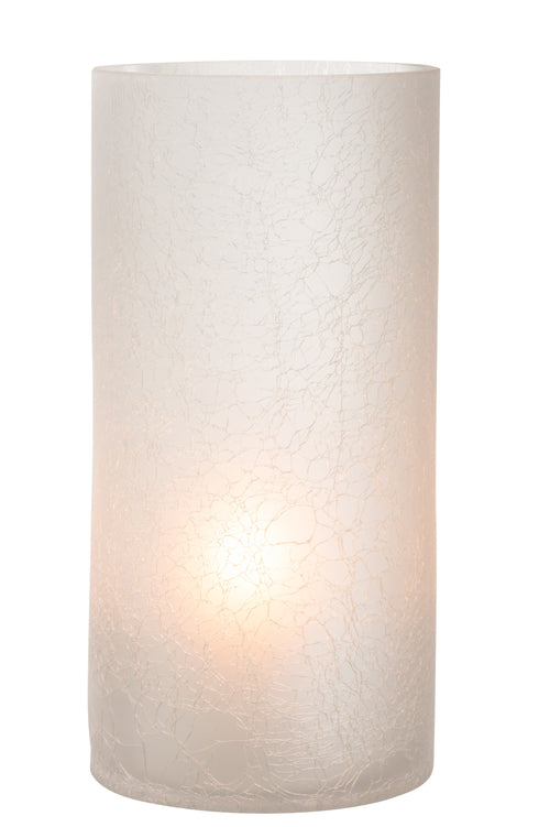 J-Line windlicht Cilinder Craquelé - glas - wit - extra large