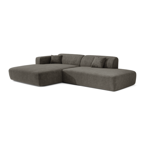 Sia Home - Hoekbanken links MYRA - Fluweel met patroon - Grijs - 300cm