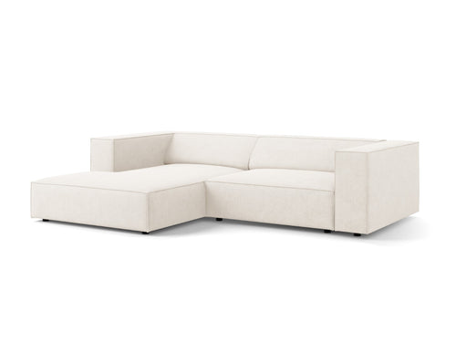 Cosmopolitan Design linker hoekbank Arendal 3-zits, chenille met ribbeleffect, ivoor - 166x224x70cm