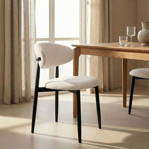 Giga Meubel Eetkamerstoel Alexia - Beige/Zwart - 52x56x77cm - Set van 2