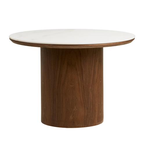 Artichok Nour houten salontafel met keramiek blad donkerbruin - Ø60