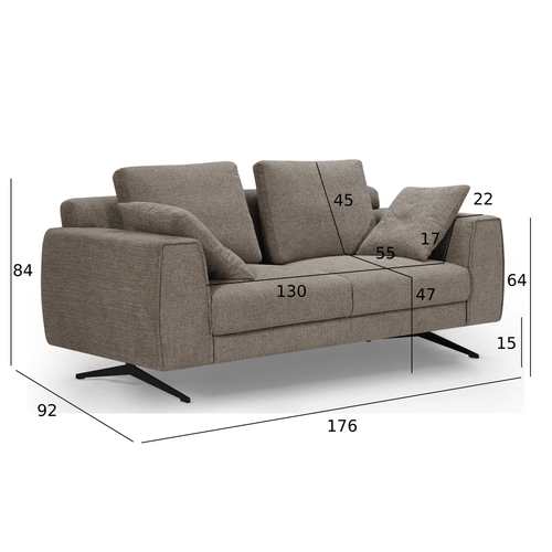 Furnhouse 2-zitsbank Detroit - Taupe - Stof - 92x176x84