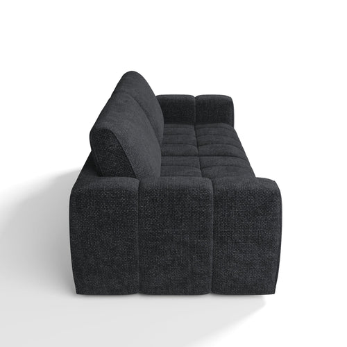Sia Home - Rechte bank BARI - Chenille fluweel - Donker antraciet - 258cm - vtwonen shop