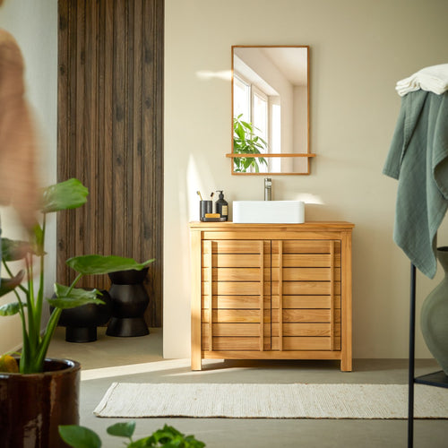 Tikamoon Wastafelmeubel van massief teak 90 cm - Naturel