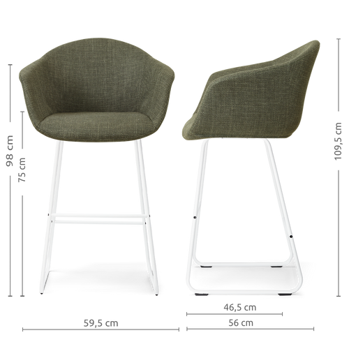 Nolon Nino-Otis barkruk forestgroen - wit onderstel - 75 cm - vtwonen shop