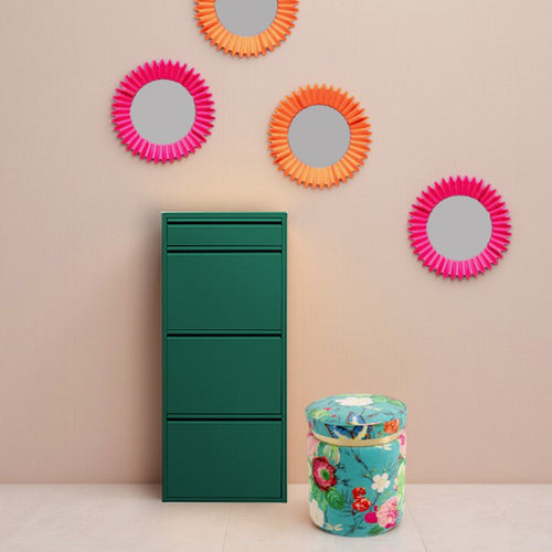 Kare Design Kruk Flower Fever Ø39cm blauw