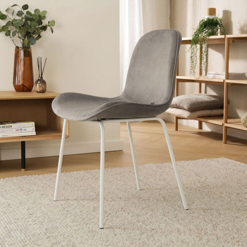 Nolon Nora-Fé Eetkamerstoel Grijs - Velvet - Wit Onderstel - vtwonen shop
