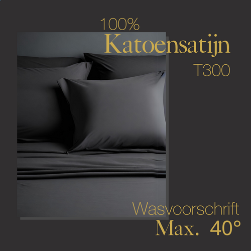 Ten Cate premium - hoeslaken - 90x200 - 100% katoen satijn - antraciet - vtwonen shop