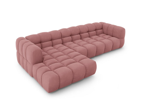 Cosmopolitan Design Modulaire hoekbank links Sky 4-zits, flueel, zalm - 162x300x70cm