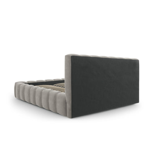Cosmopolitan Design - Opbergbed met hoofdeinde Palma 200x200cm flueel lichtgrijs - 230x225x94cm