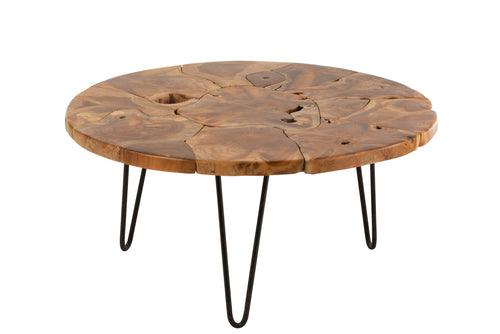 J-Line salontafel Samuel Rond - hout - bruin