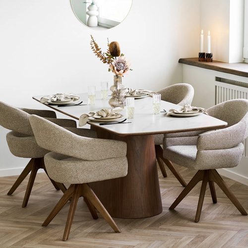 Artichok Nour houten eettafel met keramiek blad donkerbruin - 200 cm