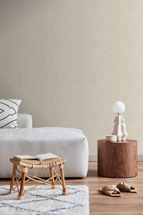 ESTAhome behang 3d golvende lijnen lichtbeige - 53 cm x 10.05 m - 139660
