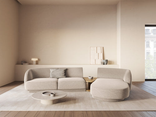 Micadoni Rechte modulaire bank Miley 3-zits, structurele stof beige - 178x303x70cm