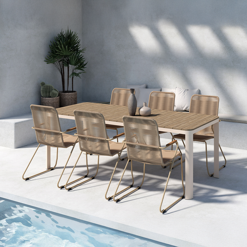 Nest outdoor Ingo Polywood Tuintafel Beige - 210 x 90 cm - vtwonen shop