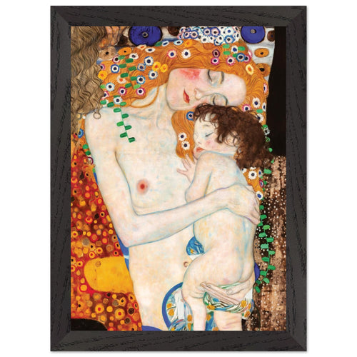 Artfulprints Poster met Lijst Gustav Klimt - The three ages of the woman   - A4 21x29.7 cm - Meerkleurig