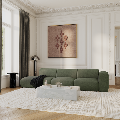 Sia Home - Rechte bank 310 cm MYRA - kruisbinding olijfgroen 310cm