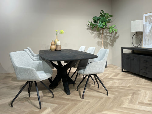 Brix eetkamertafel Montreaux - zwart - mangohout - 220cm