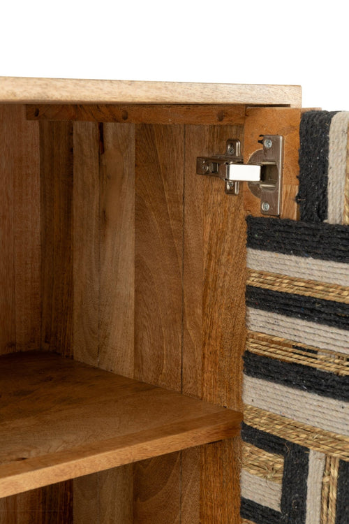 J-Line kast Geweven Draadontwerp - hout - naturel/zwart