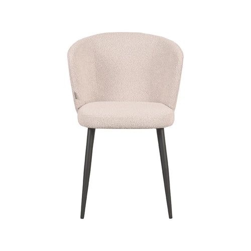 LABEL51 Eetkamerstoel Wave - Naturel Bouclé - Zithoogte 50cm - Set van 2