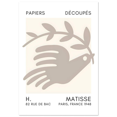 Artfulprints  Matisse - Peace dove grey   poster 50x70 cm