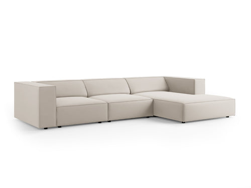 Cosmopolitan Design rechter hoekbank Arendal 4-zits, flueel, ecru - 166x284x70cm