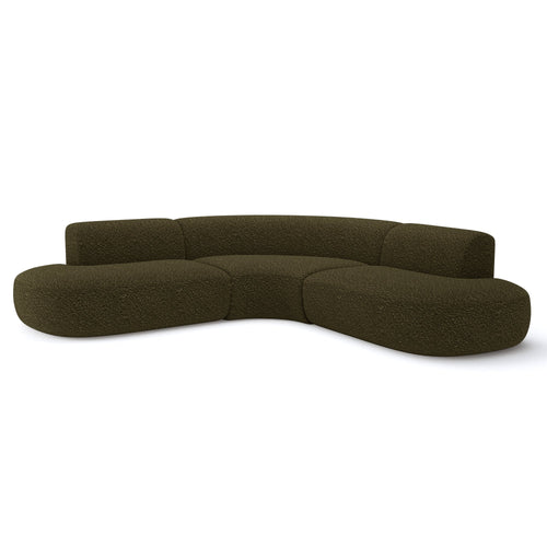 Premium Interiors - Hoekbank WONDER - bouclette olijfgroen 90cm
