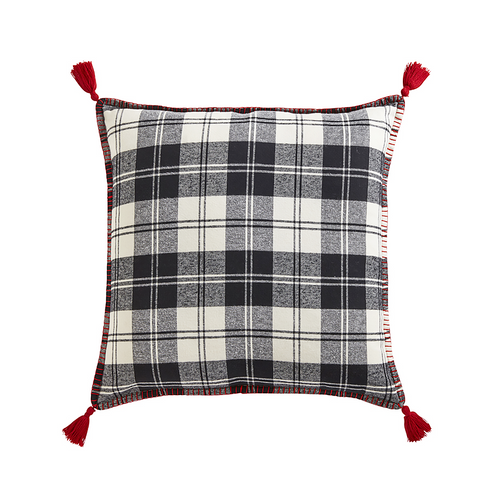 Sia Deco Kerst Decoratieve Kussenhoes - Grijs En Rood Katoen - 45x45 - vtwonen shop