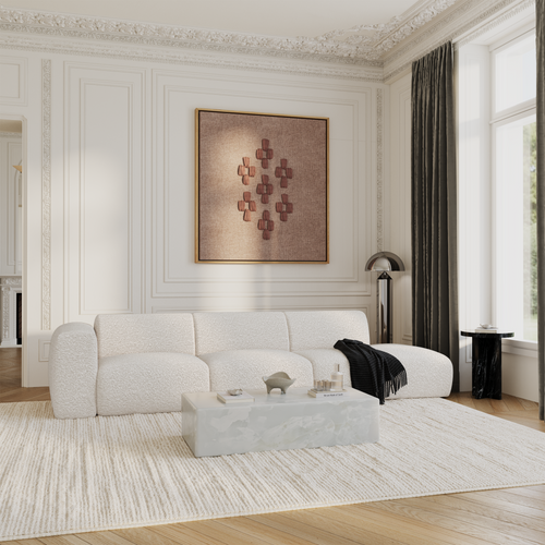 Sia Home - Rechte bank MYRA - Bouclette stof - Crème - 310cm - vtwonen shop