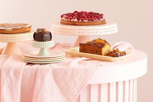 J-Line bord Cake bord - taartplateau - keramiek - roze - medium