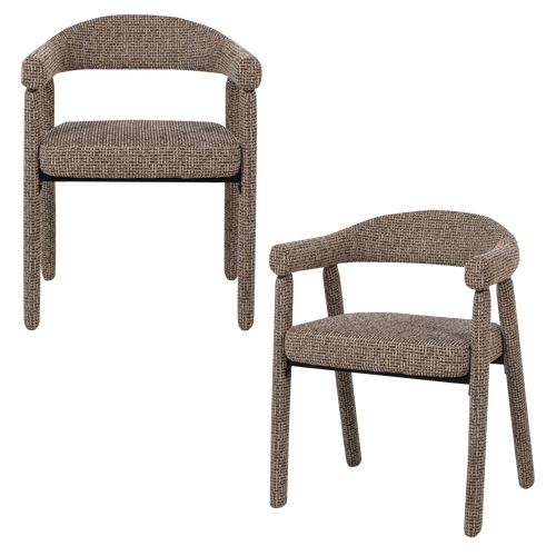 WOOOD eetkamerstoel armleuning bruin Sedo - Set Van 2 - 78x59x58