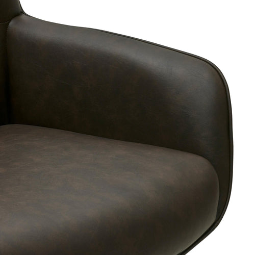 Furnhouse eetkamerstoelen armleuning Jessica - Donkerbruin - Kunstleer - Set van 6