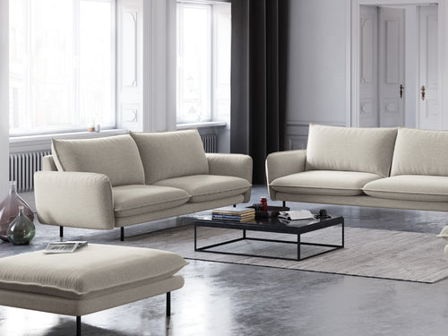 Cosmopolitan Design Poef Vienna structurele stof, lichtbeige - 73x93x43cm