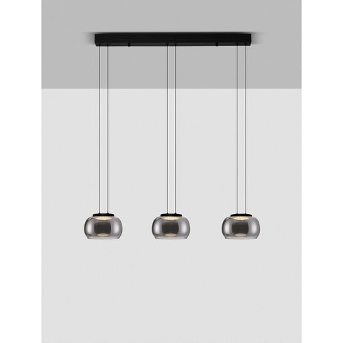 Nova Luce BIOS Hanglamp voor aan het plafond, rookgrijs, matzwart, Triac dimbare LED 25W 1515lm 3000K