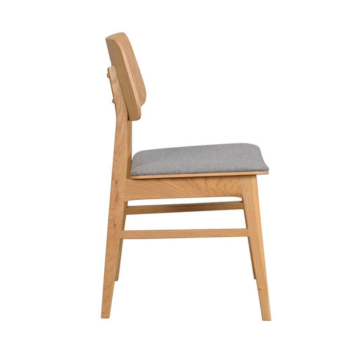 Rowico Home Nagano Eetkamerstoel Naturel - Grijs Kussen - Set Van 2