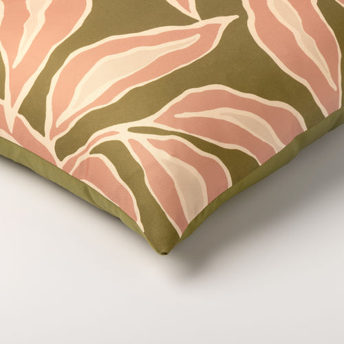 ELARA - kussenhoes outdoor 40x40 cm - bladmotief - Muted Clay - roze, groen, beige