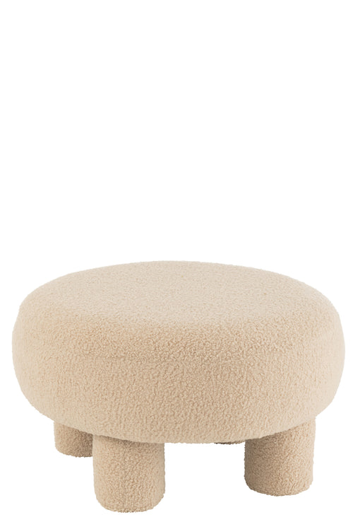 J-Line kruk Rond Teddy Voeten Bouclé - textiel - beige - vtwonen shop