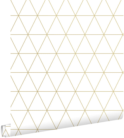 ESTAhome behang grafische driehoeken wit en goud - 53 cm x 10.05 m - 139147