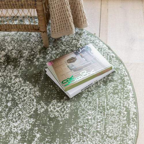 Vintage Vloerkleed Bloom rond - Groen - EVA Interior - 160 x 160 cm - vtwonen shop