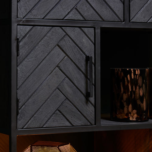 StarFurn Vakkenkast New York - Zwart Hout - 90x45x200cm - vtwonen shop