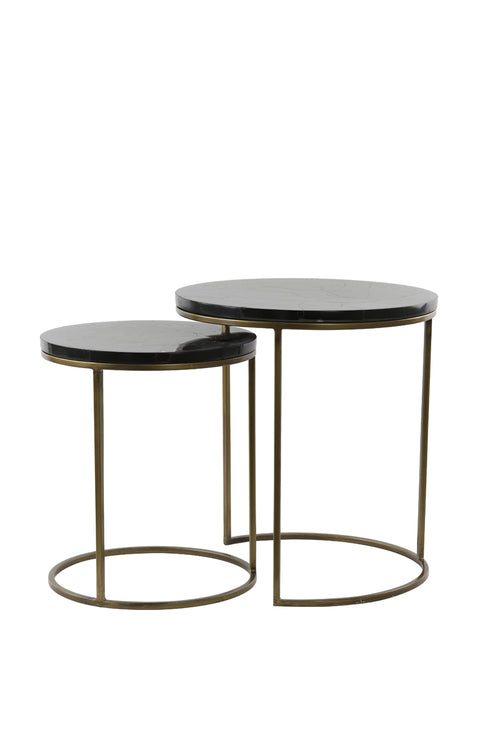 Light & Living bijzettafel SOBRINA - Ø50x52cm - zwart - Set van 2