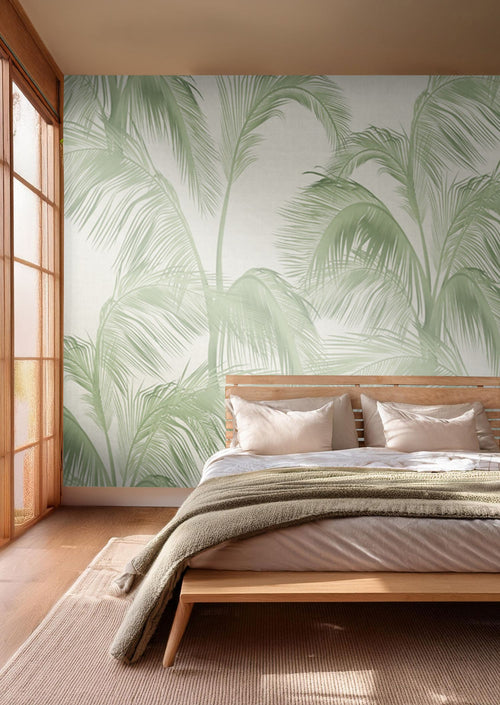 Sanders & Sanders fotobehang palmbladeren beige en groen - 424 x 280 cm - 640914